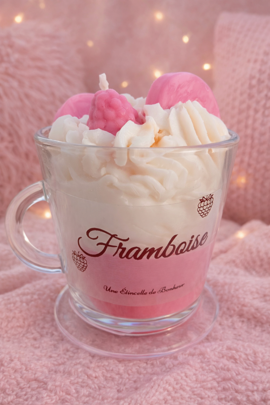 Bougie parfumée framboise artisanale dans pot en verre
